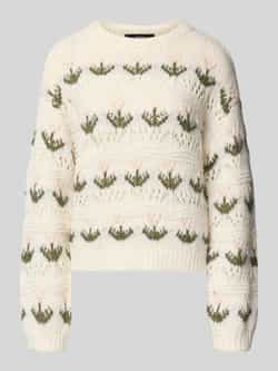 Vero Moda Regular fit gebreide pullover met broderie anglaise model 'IDELLE'