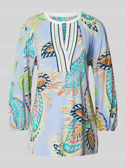 Marc Cain Elegante A-lijn blouse met pofmouwen Multicolor Dames