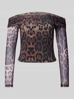 Pieces Blouse met lange mouwen en dierenprint model 'LEO'