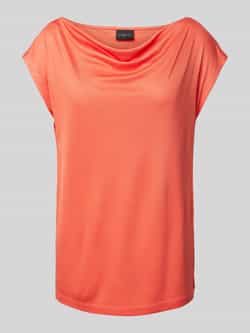 S.Oliver BLACK LABEL Loose fit shirt van glanzende viscose met cascadehals