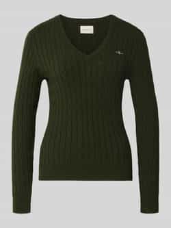Gant Gebreide pullover met V-hals en logostitching