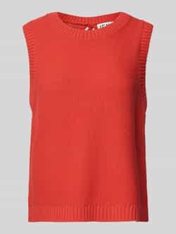 Ichi Rode Gebreide Trui met Open Rug Red Dames