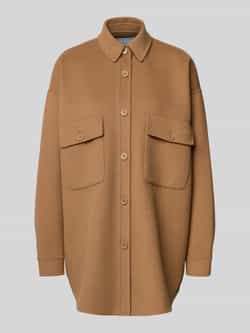 Style Icon Collection Oversized overhemdblouse met opgestikte borstzakken van wolmix curated by Maja Weyhe