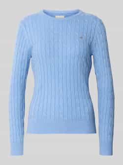 Gant Geribbelde ronde hals trui van katoen Blue Dames