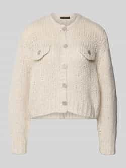 Oui Gebreid jack met ronde hals en knoopsluiting