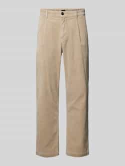 Boss Orange Relaxed fit corduroy broek met bandplooien model 'Chino-Shyne'