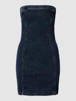 Calvin Klein Blauwe Stretch Denim Bustier Jurk Blue Dames