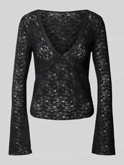 Gina Tricot Shirt met lange mouwen van kant met V-hals