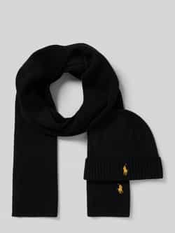 Polo Ralph Lauren Wollen sjaal en muts in een set met logostitching