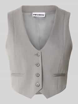 Review Kort gilet met V-hals en paspelzakken