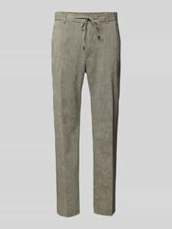 Boss Regular tapered fit linnen broek met tunnelkoord model 'Kane'