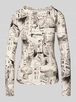 Marc Cain Slim fit shirt met lange mouwen met all-over motiefprint