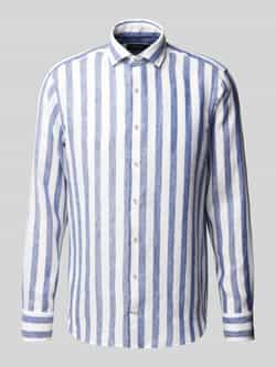 OLYMP SIGNATURE SLIM FIT Slim fit linnen overhemd met kentkraag model 'Sykia'