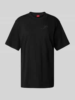 HUGO Relaxed fit T-shirt met labelstitching en ronde hals