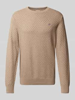 Gant Gebreide pullover met ronde hals en logostitching