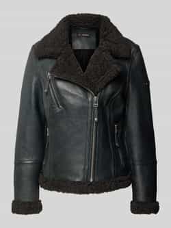 Cabrini Straight fit leren jack in bikerlook van lamsnappa