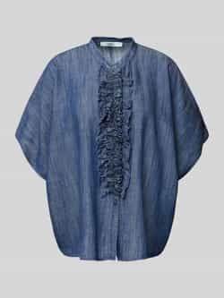 0039 italy Loose fit jeansblouse met opstaande kraag model 'DAISY'