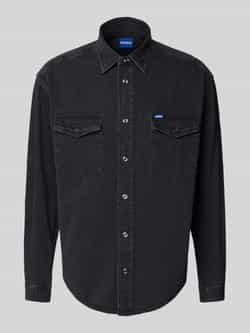 Hugo Blue Regular fit jeansoverhemd met kentkraag model 'Ebino'