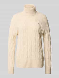 Tommy Hilfiger Coltrui SOFT WOOL CABLE ROLL-NK LS SWT met kabelpatroon van zuivere wol