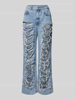 Review Straight leg jeans in destroyed-look