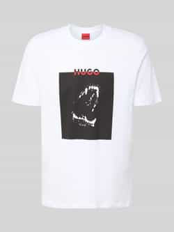 HUGO T-shirt met motief- en labelprint model 'Dobero'