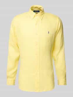 Polo Ralph Lauren Logo Linnen Knoopshirt Geel Yellow Heren