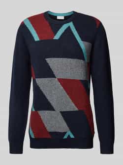 Tom Tailor Regular fit gebreide pullover met wol en meerkleurig geometrisch motief