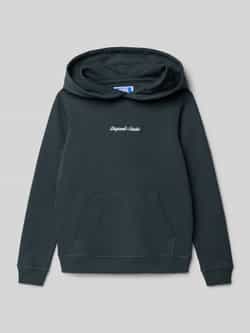 jack & jones Hoodie met labelstitching en kangoeroezak