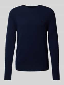 Tommy Hilfiger Blauwe Trui Lamswol Ronde Hals Stijl Blue Heren