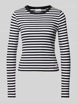 CALVIN KLEIN Dames Tops & T-shirts Woven Label Rib Long Sleeve Zwart