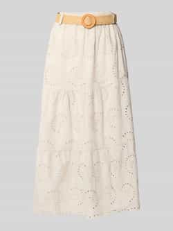 ZABAIONE Midirok met broderie anglaise en riem