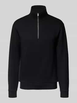 SELECTED HOMME Heren Truien & Vesten Slhemanuel Soft Zip High Neck Sweat Noos Zwart