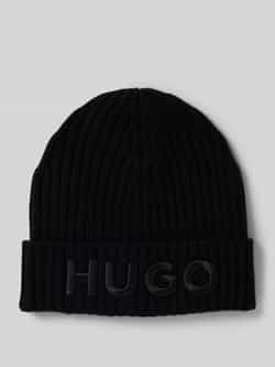 Hugo Boss Geribbeld Zwart Hoed Logo Geborduurd Black Heren