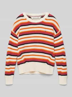 Tommy Hilfiger gebreide trui multi Meisjes Katoen Ronde hals Streep 152