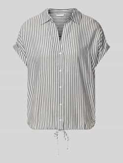 Tom Tailor Relaxed fit blouse met korte mouwen van puur viscose met V-hals