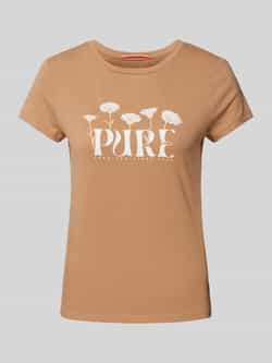 Q S by s.Oliver T-shirt met printopdruk camel ecru