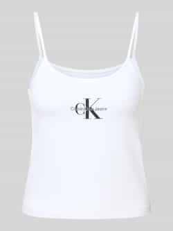 Calvin Klein Jeans Gedrukte witte katoenen tanktop White Dames