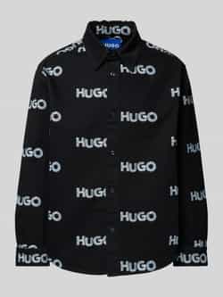 Hugo Blue Vrijetijdsoverhemd met knoopsluiting model 'Ebolt'