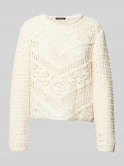 Oui Gebreide pullover met ajourpatroon