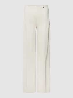 Marc Cain Comfortabele Jersey High-Waist Wijde Pijpen Broek White Dames