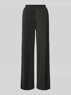 VILA high waist wide leg broek met glitters VIELEINA zwart zilver