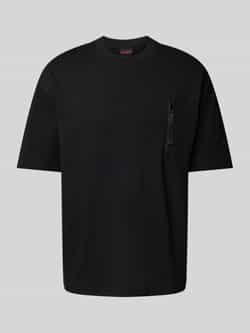 Hugo Boss Zwarte Katoenen Crewneck T-shirt met Ritssluiting Zak Black Heren