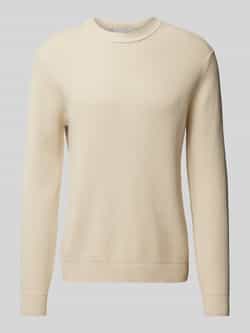 Selected Homme Elegante Geribbelde Ronde Hals Langarm Shirt Beige Heren