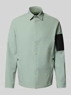 BOSS Green Regular fit overshirt met drukknoopsluiting