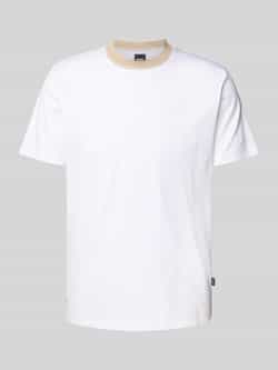 Boss T-shirt met geribde ronde hals model 'Tessler'