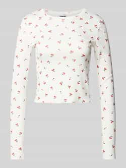 Noisy May Shirt met lange mouwen en geribde ronde hals model 'CHERI'