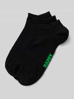 Happy Socks Sneakersokken met labeldetail in een set van 3 paar model 'Solid'