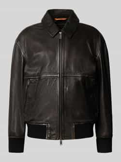 Boss Orange Regular fit leren jack van echt schapenleer model 'JOBERG'