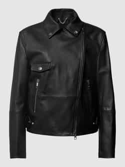 BOSS Black Women Leren jack met reverskraag model 'Sajina'