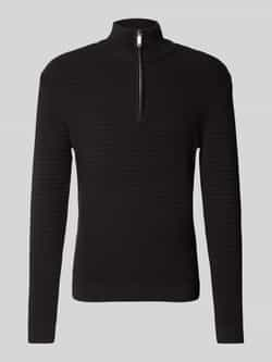 SELECTED HOMME Heren Truien & Vesten Slhtheo Ls Knit Structure Half Zip Zwart